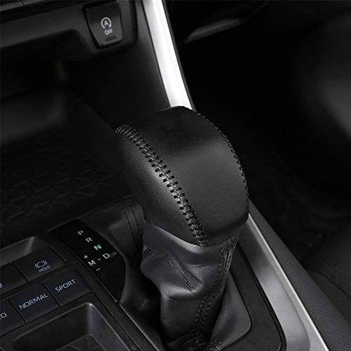 XITER for Genuine Leather Gear Shift Knob Cover Car Protect Accessories Case for Toyota RAV4 2019-2025 Highlander 2020-2025(Black)