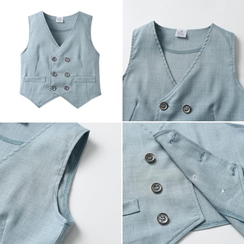 Image of Mud Kingdom Boys Suits for Weddings White Shirts, Vests and Pants Clothes Sets