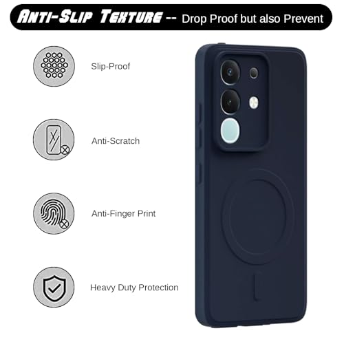 Image of Back Cover | MagFit Ring Design (Non-Magnetic) | Shockproof Case | Anti-Slip Grip | Raised Camera Edges | Slim Protective Case for Vivo T4x 5G / Y29 4G / Y31 Pro 5G / iQOO Z10x 5G (Steel Blue)