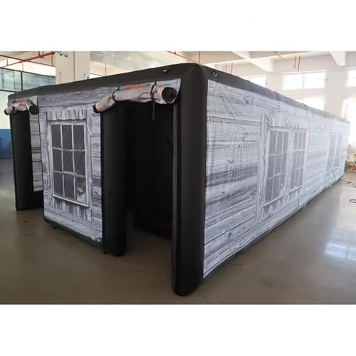 Inflatable Halloween Maze Blow Up Haunted House Laser Tag Game Maze Game Inflatable Haunted Labyrinth Maze for Outdoor Events (Grey Black 20x13x6.5ft)
