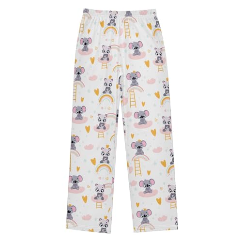 Koala Panda Love Heart Boys Long Pants Soft Trousers Elastic Waist Kids Lounge Bottoms with Pockets S-XL