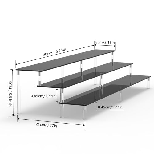 Image of AZEAM 15 3 /4 inch Acrylic Riser Black Display Risers Stand Large Collection Organizer Shelf for Cupcake Food Desserts