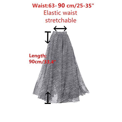 Teemall Women's Ankle Chiffon Long Skirt A-line Retro Skirts Pleated Beach Maxi Skirt3