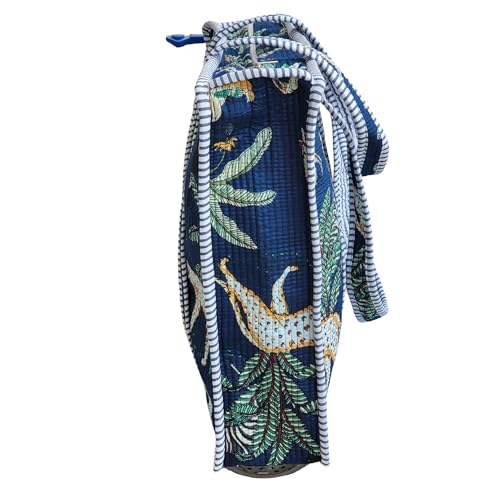 Image of 100% Cotton Jungle Print Shoulder Bag Tote Bag Women Reversible Shopping Bag and Grocery Bags Stylish Travel Bag Gift for Her