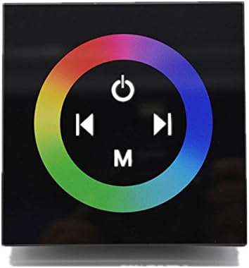 Touch Panel Wheel LED RGB Controller Rainbow Color Ring DC12V-24V 12A/3 Channels RGB LED Strip Touch Panel Controller Mounting On Wall (RGB Controller In Black)