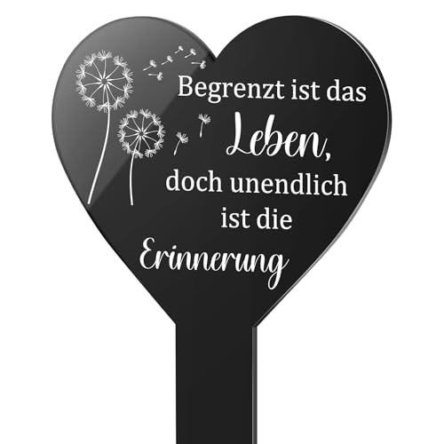 Photect Pierre Tombale en Forme de Cœur décoration Funéraire en Acrylique avec Gravure Plaque Commémorative sur Pierre Tombale Funéraire Résistante aux Intempéries(Pissenlits)