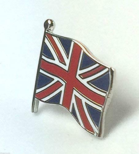 Emblems-Gifts Red White Blue Union Jack Great Britain Waving Small Flag Quality Enamel Lapel Pin Badge