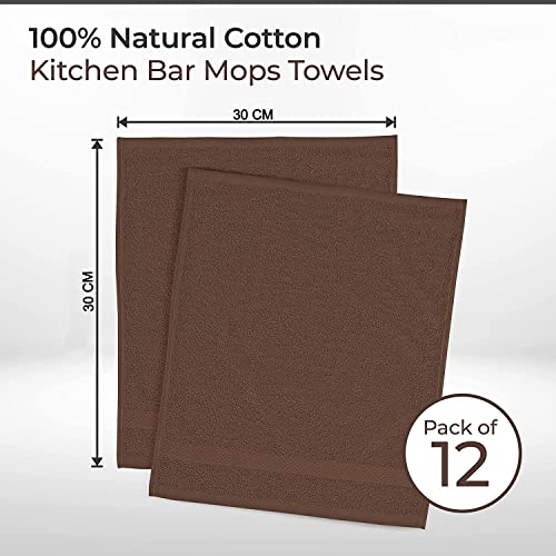 Wholesale Trade Dealz 12 X Face Cloth Flannels (30 x 30 cm-600GSM) 100% Egyptian Cotton Wash Cloths Quick Dry & Absorbent Towel Set for Gym,Spa,Golf (Chocolate, Cotton) - Image 3