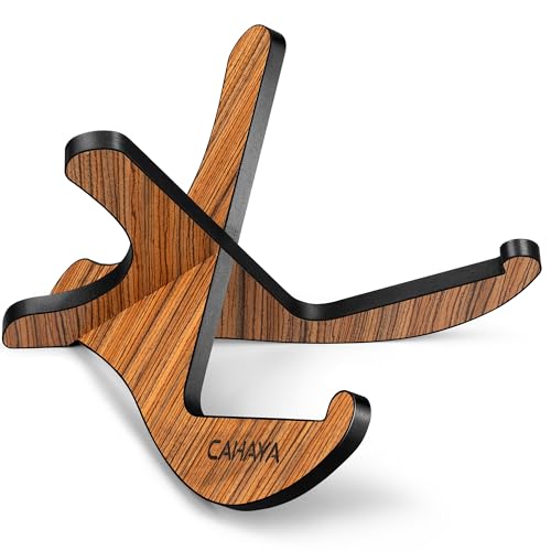 CAHAYA Soporte Madera Guitarra de Plegable - Soporte Guitarra Suelo con Alta Estabilidad Madera Gruesa Diseño Completamente Cubierto de Pu Apto para Varios Instrumentos