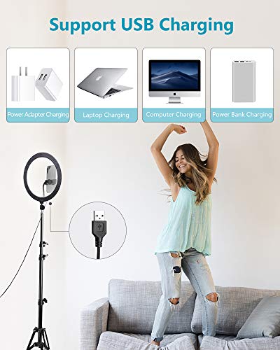 Entil 12\'\' Selfie Ring Light Mini LED Camera Lighting with Tripod and Cell Phone Stand Holder for YouTube Video Shooting/Photography Livestream Beauty Makeup, Compatible with iOS Android - Thumbnail 5