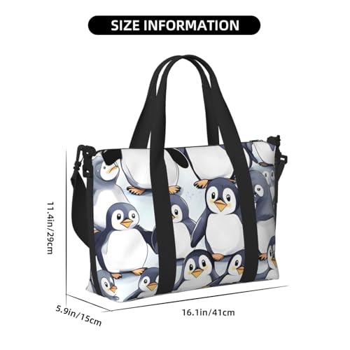 Travel Duffel Bag for Women, Large Shoulder Weekender Overnight Bag, Sport Gym Bag for Men, Carry On Tote Bags, many Cute Baby Penguins Sketch Luggage Bag for Travel Essentials3