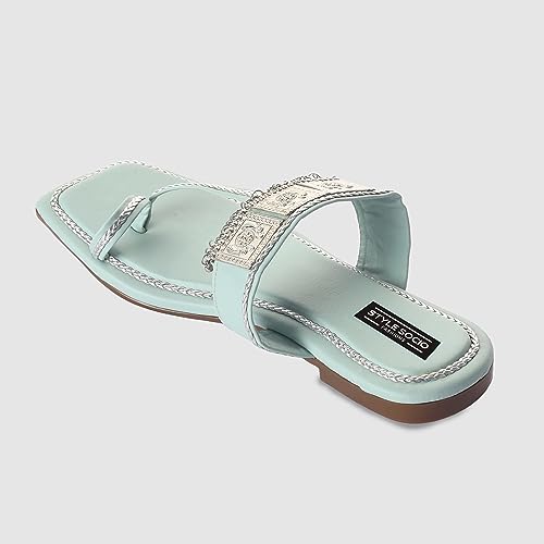 Image of Kolhapuri Ethnic Flats for Women Leather Chappal Stylish Ladies Casual Rajasthani Chappal Banjara Style