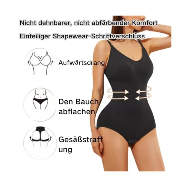 MELARQT Shapewear Damen Body Stark Formend, Bodysuit Women Vielseitige Bauchweg-Effekt, Taillenmieder Shaping Miederbody und Verstellbarer Schultergurt, Atmungsaktiven Materialien – Bild 3