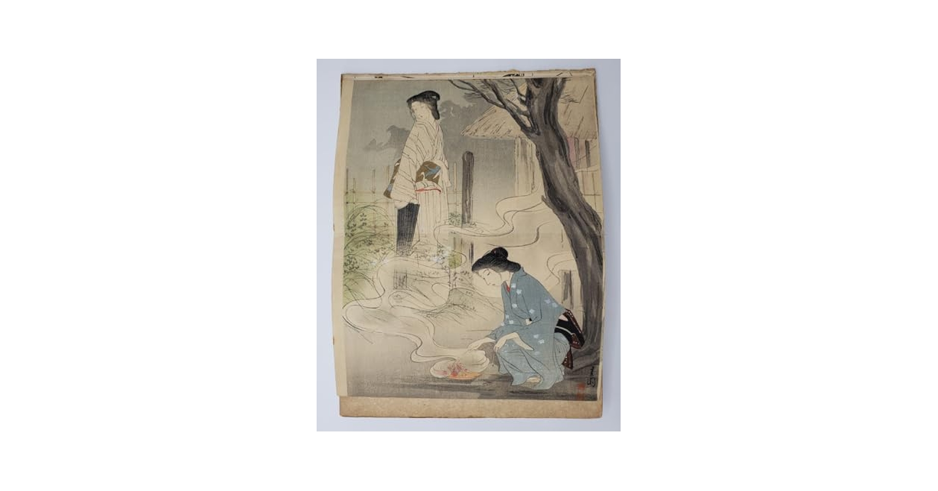 【真作】掛軸　白木蓮に山鳩　上品な春の情景　春の静寂　花鳥逸品　合箱入　R108 真作】掛軸 白木蓮に山鳩 上品な春の情景 春の静寂 花鳥逸品 合
