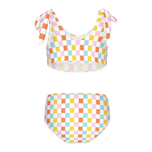 Wusikd Colorful Chess Girls Swimsuits Two Piece Swimwear Bikini Set for for Girls Size 9-102