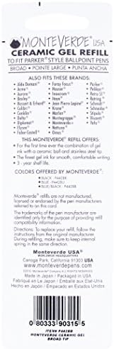 Monteverde Broad Point Capless Ceramic Gel Refill for Parker Ballpoint Pens - Blue/ Black (Pack of 2)