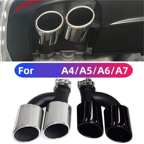 Double sortie d'échappement arrière noire compatible Audi A4 A5 S4 S5 S6