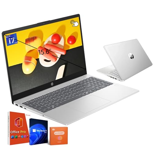 HP 2025 Business Laptop Computer, 15.6" FHD Touchscreen, Office Pro Lifetime Licence, Win 11 Pro, Intel 13th Gen i7-1355U, 64GB 