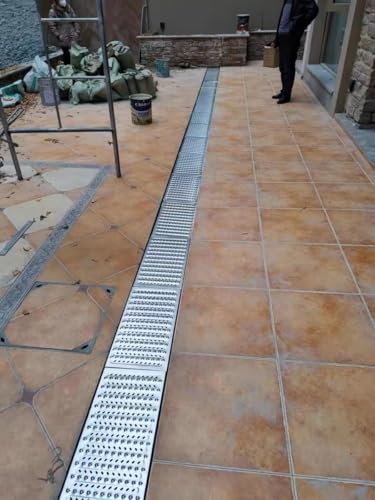 Rejilla de drenaje de canal de acero inoxidable, cubierta de zanja para exteriores que evita obstrucciones, fácil de cortar y conectar para drenaje en el patio trasero