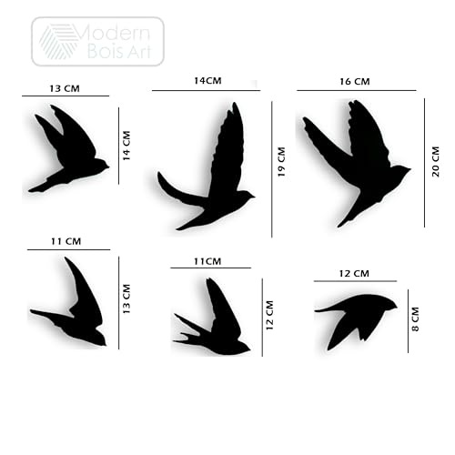 Image of MODERN BOIS ART 6 Pieces of Bird wall art for mome decor | Boho Art Wall Art for Living Room, Office, Bedroom | Wall Decor Hanging Items | Wall Decorative Items Best for Gift, Pack of 6