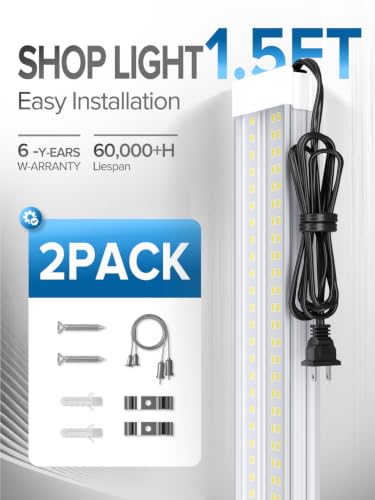Image of 1.5FT LED Shop Lights, 35W 3500LM 5000K Ultra-Bright Linkable Shop Light