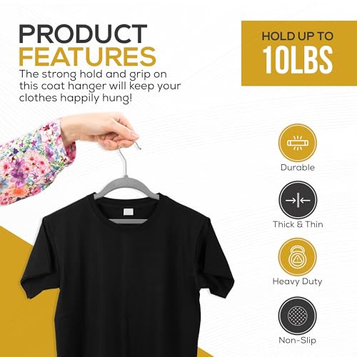 Image of Techzoo Premium Velvet Hangers 50 Pack Ultra Thin Non Slip Adult Felt Space Saving Slim Suit Hanger for Closet Heavy Duty Coat Pants Jackets Dress Hangers 360 Swivel Hook Hold Upto 10 lbs Gray
