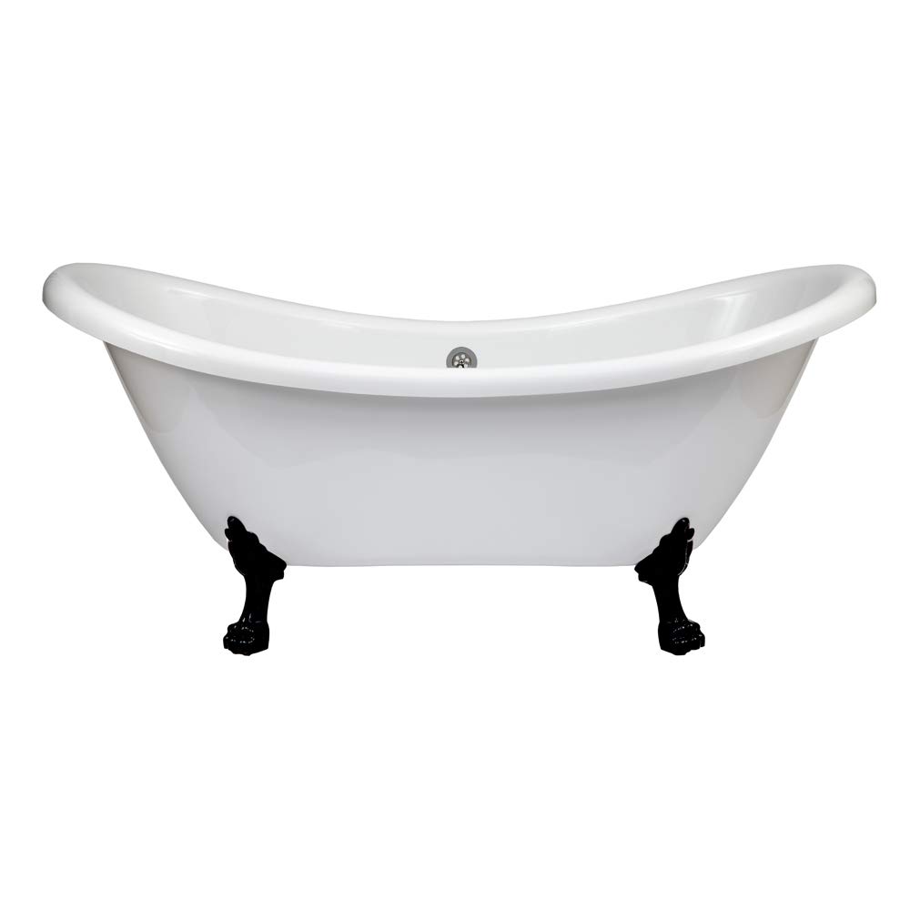 Milano Legend White 1750mm x 730mm Double Ended Freestanding Slipper Bath Black Claw Feet
