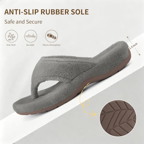 Image of BCSTUDIO Women's Orthopedic Flip Flop Fuzzy Slippers with Arch Support