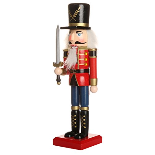 YIJU 2Pc 25,5 Cm de Madeira Quebra-nozes Soldado Fantoche Artesanal para O Natal