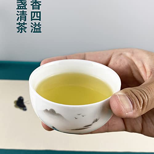 Image of Convenient Teapot Cup Porcelain Teacup White Glazed Travel tea set (Landscape set)