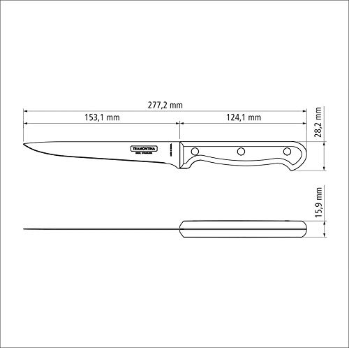 Image of TRAMONTINA Ultracorte 6-Inch Boning Knife | Stainless Steel Blade | Black Polypropylene Handle | Dishwasher Safe | Antimicrobial Protection