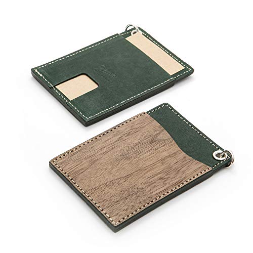 [VARCO REAL WOOD] Pass holder パスケース 定期入れ メンズ レディース 本革 天然木 ウッド レザー 日本製 グリーン