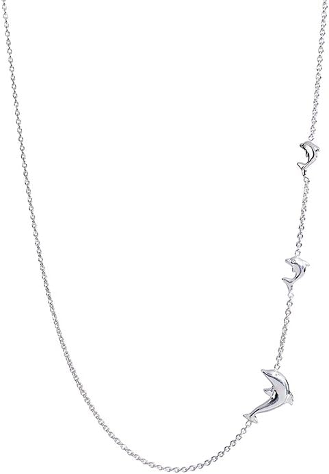 Gold & Honey 1995 G&H Stering Silver Off-Set Dolphin Necklace