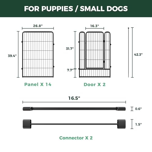 Image of FXW Rollick Unleashed Dog Playpen for Indoor, Yard, RV Camping, 40 inch 16 Panels Dog Pen with Connectors (Pack of 2) for Medium and Large Dogs│Patented