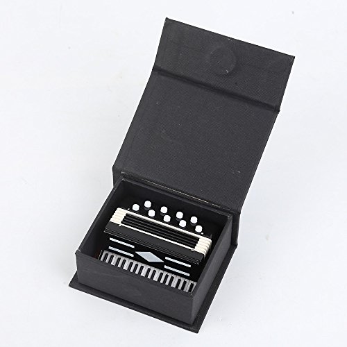 Dselvgvu Miniature Accordion with Case Mini Musical Instrument Accordion Replica Collectible Figurines Dollhouse Accessories Model Home Decoration Display Ornament (Black, 2.76"x2.36"x1.18") - Thumbnail 3