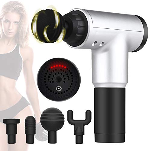 Amazm Body Massager Machine for Pain Relief | Massage Gun with Deep Tissue Percussion, Large Torque Motor, and 6 Specialized Heads | Back Massager Machine for Full Body Recovery (Rechargeable Battery, Black)