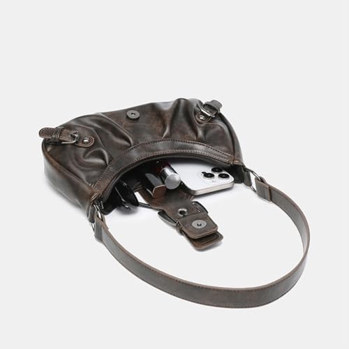 Image of Women's Y2K Purse Shoulder Bag Top Handle Handbag Small Punk Hobo Clutch Purses Bags Trendy Trendy Leather Buckle Punk Purses