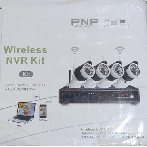 Image of PNP 920P Wireless 4-Channel HD NVR Kit with 4 Outdoor /Indoor IP65 Waterproof IP Security Cameras Upto 100mtrs, 2.4G Wi-Fi Support, 920P HD