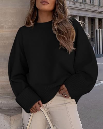 Image of PRETTYGARDEN Women's Fall Fashion Cozy Oversized Sweaters | Soft Warm,Ribbed Chunky Knit,Crewneck Long Sleeve,Loose Fit Fuzzy, Pullover Tops,Dressy Casual Blouses,Holiday Winter Outfits