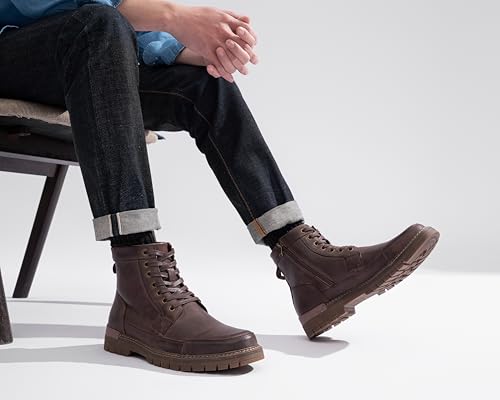 Image of Jousen Mens Boots Casual Motorcycle Boot for Men Chukka Zipper Combat Botas Para Hombre Fashion