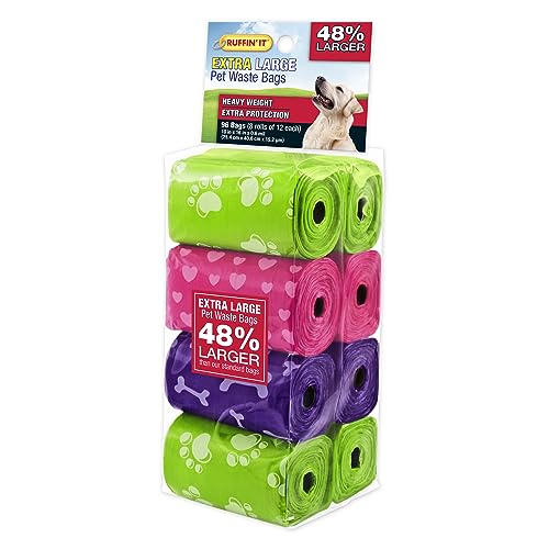 Image of Ruffin' It Extra Large Pet Waste Bags 8 Rolls | bike-baskets
