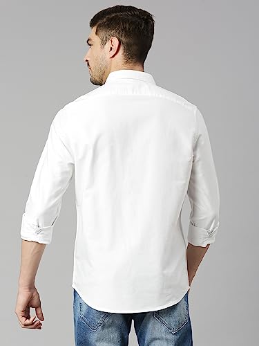 Image of Thomas Scott Men Premium Slim Fit Solid Cotton Twill Full Sleeve Shirt