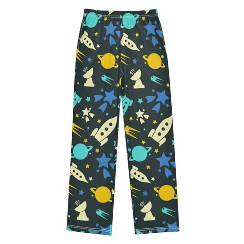 ZZKKO Cute Space Dark Blue Boys Pants for Kids Jogger Pants with Pockets S-XL