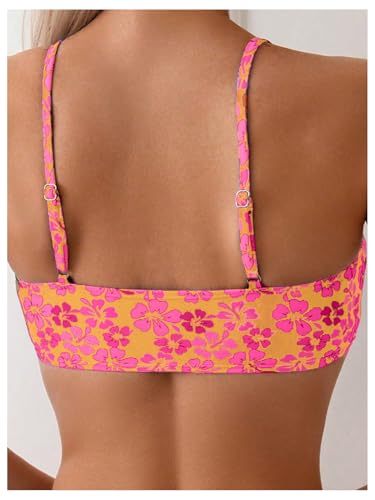 SweatyRocks Women's Floral Print Bikini Set High Cut Boho Swimsuit Two Piece Bathing Suit3