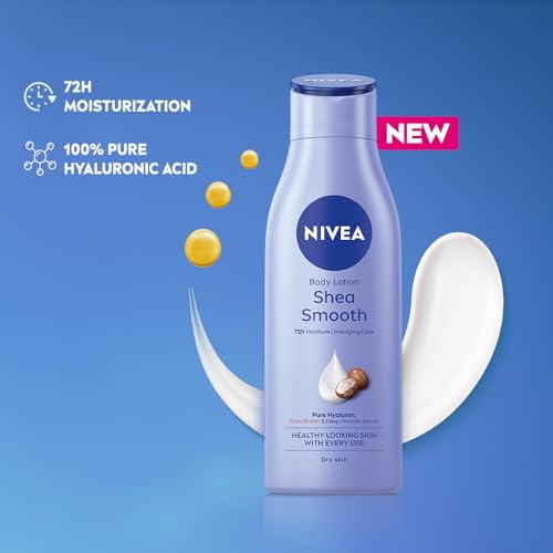 Image of NIVEA Shea Smooth 200ml Body Lotion | 72 H Moisturization | With Deep Moisture Serum & Shea Butter | Non Greasy & Healthy Looking Skin |For Dry Skin