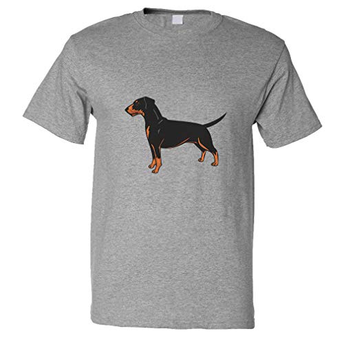 Custom Funny Graphic T Shirts for Men German Pinscher Cotton Top Oxford Grey Design Only 3X Large