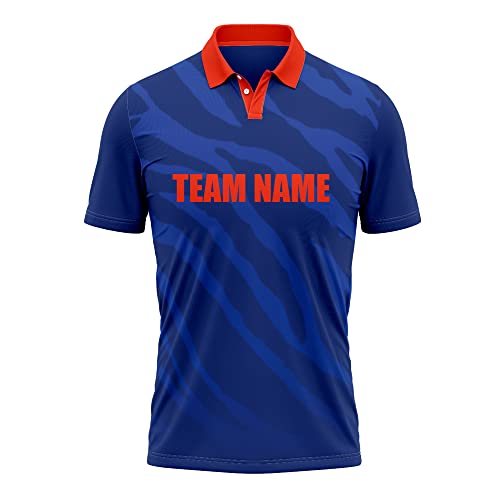 Cricket Polo Collar Sports Jersey for Men with Team Name, Name and