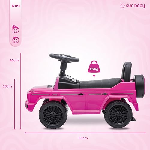 Rutschauto ab 1 Jahr, Mercedes in rot, blau, weiß, schwarz, kinderauto, Baby Auto, lauflernhilfe mit Hupe und Motorengeräuschen (Rosa) – Bild 4