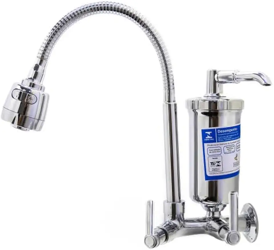 Torneira Com Filtro Cozinha Parede Gourmet 1/4 De Volta INMETRO Refil Blindado