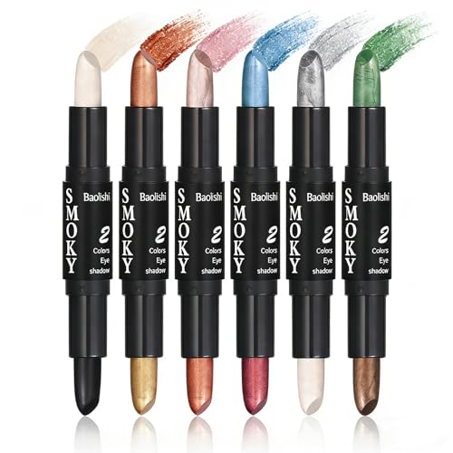 Kit de 6 Crayons Fards à Paupières Crème - Ombre à Paupières Longue Tenue 24H Waterproof, Sticks Eye Shadow 2-en-1 Liner/Ombre - Effet Matte & Métallique - Maquillage Yeux Résistant à l'Eau
